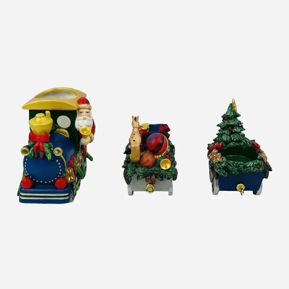 RETIRED PartyLite Santa Train Tealight Holder P9793 Original Box 3 Pc Christmas